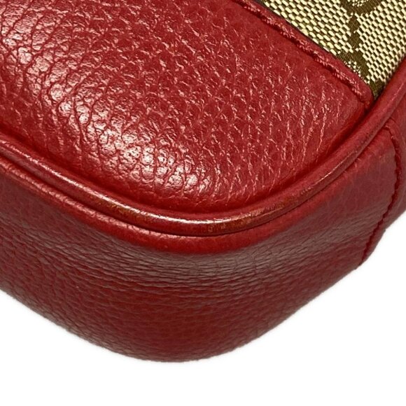 Auth GUCCI Bree/GG Beige Brown Red Jacquard Leather Shoulder Bag - Picture 6 of 14